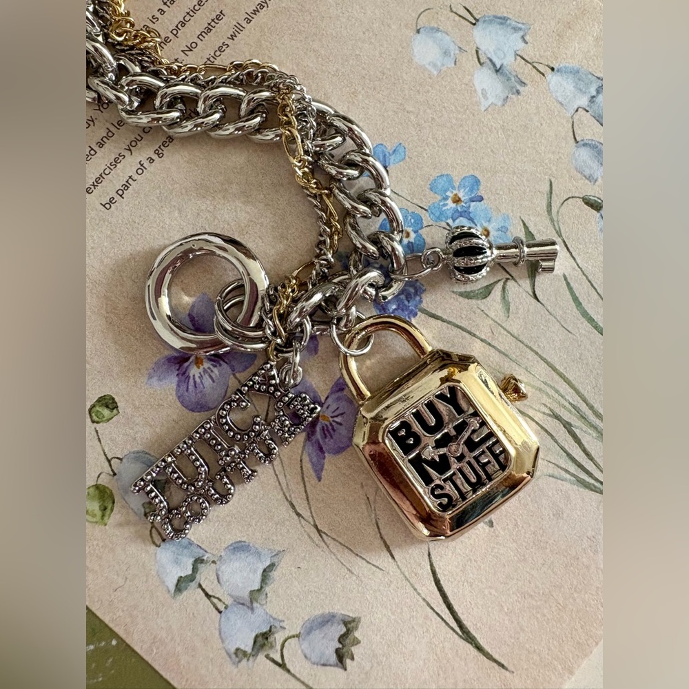 Like NEW!! RARE HTF Juicy Couture Time to, “Buy Me Stuff” Watch Charm Bracelet